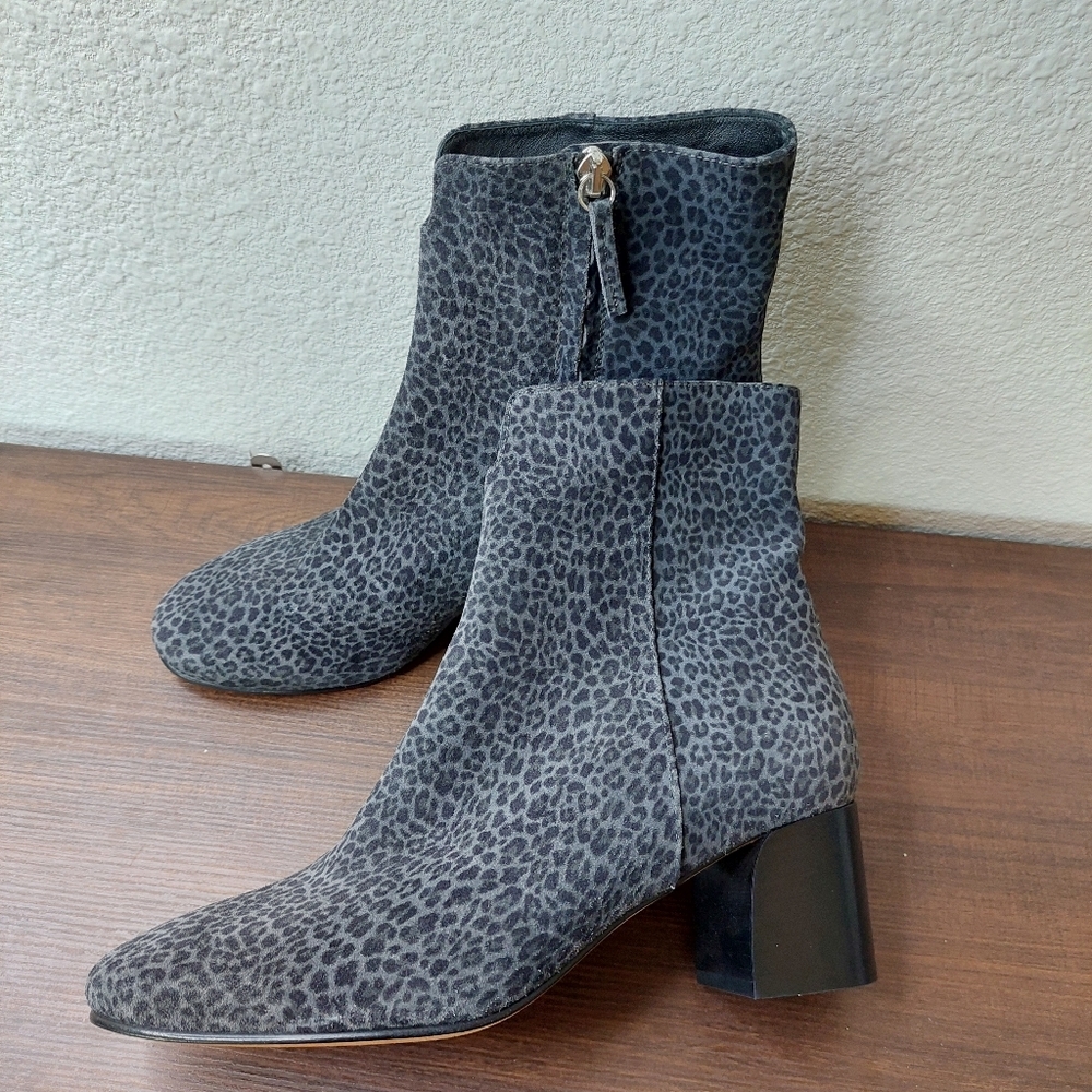 M. Gemi Gray Leopard Ankle Boots